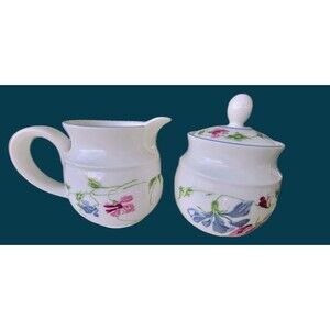 ROYAL DOULTON AMETHYST COVERED SUGAR BOWL & CREAMER -  1105G